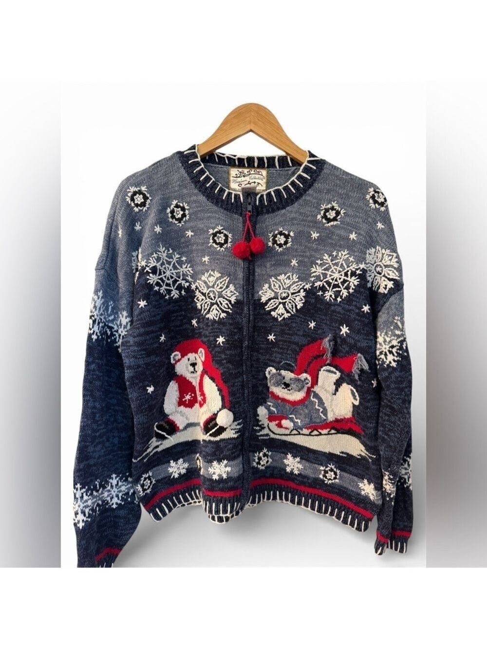 Vintage Polar Bear Knit Zip Cardigan